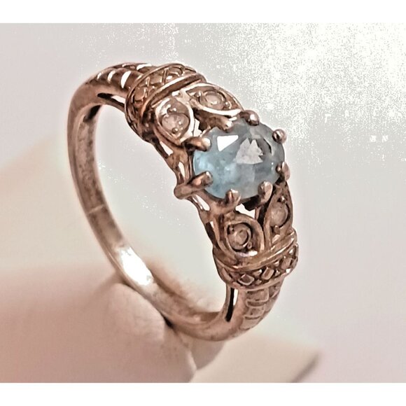 Blue Topaz in Sterling Silver ring lady's s10 (1609) - Picture 4 of 8